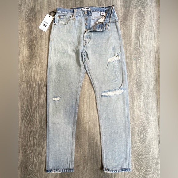🖤🍬NWT RE/DONE X LEVI’S HIGH RISE ANKLE CROP JEANS DISTRESSED LIGHTWASH SIZE 24 - Picture 3 of 17